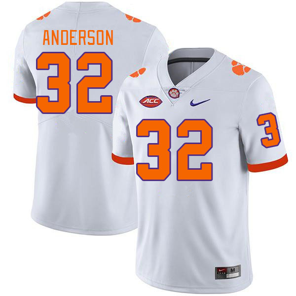 Men's Clemson Tigers Jamal Anderson #32 College White NCAA Authentic Football Stitched Jersey 23UU30WP